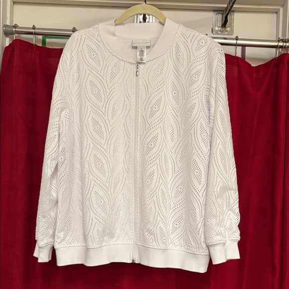 Alfred Dunner Jackets & Blazers - Alfred Dunner White Textured Bomber Jacket